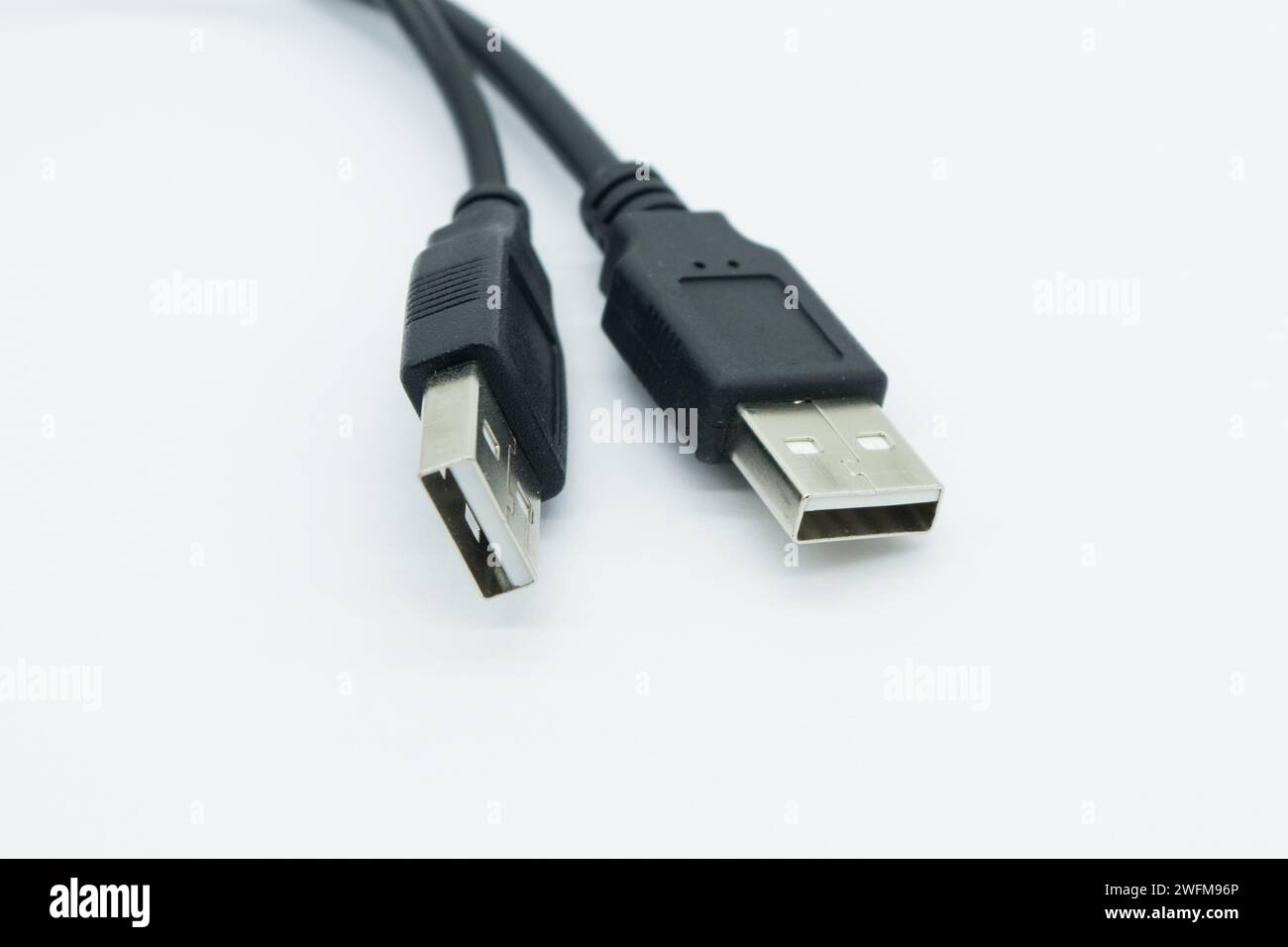 USB type A close-up view on white background. Stock Photo