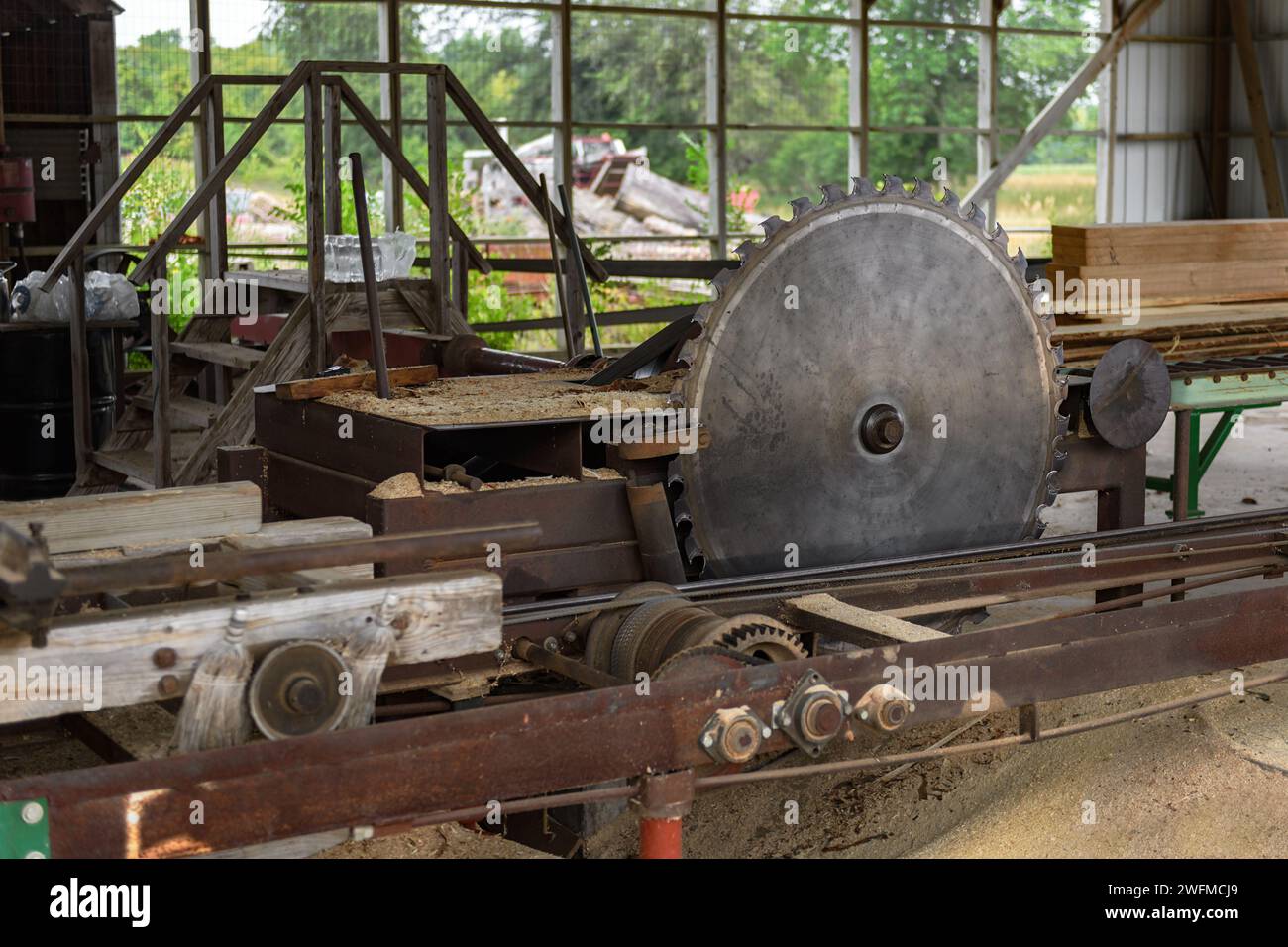 Steam Powered Sawmill vintage Stock Photo Alamy