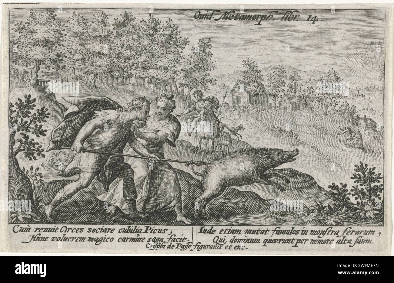 Picus and Circe, Crispijn van de Passe (I), 1602 - 1607 print Circe ...