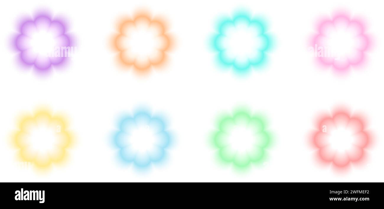 Set of trendy y2k stickers with gradient aura effect. Cute colorful ...