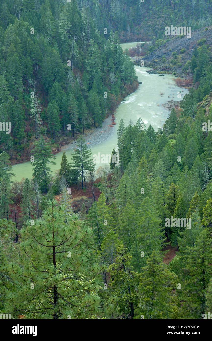 Illinois Wild and Scenic River from Kerby Flat Trail, Siskiyou National Forest, Oregon Stock Photo