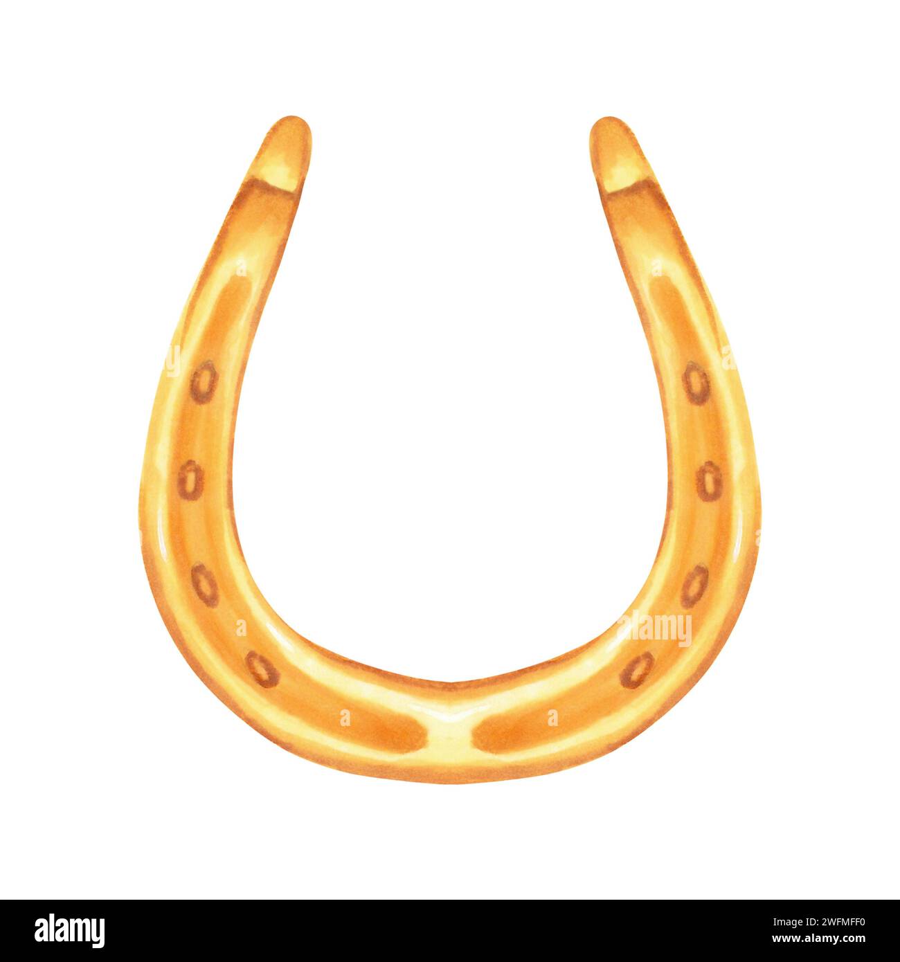 Golden horseshoe, lucky symbol of St. Patrick's day.Illustration with