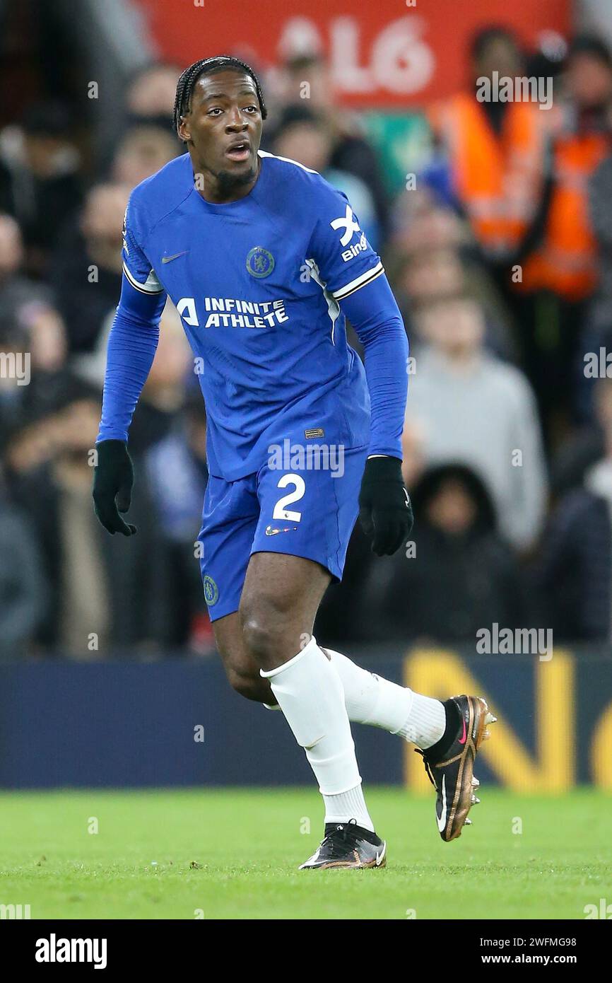 Liverpool, UK. 31st Jan, 2024. Axel Disasi of Chelsea. Premier League match, Liverpool v Chelsea at Anfield in Liverpool on Wednesday 31st January 2024. this image may only be used for Editorial purposes. Editorial use only. pic by Chris Stading/Andrew Orchard sports photography/Alamy Live news Credit: Andrew Orchard sports photography/Alamy Live News Stock Photo