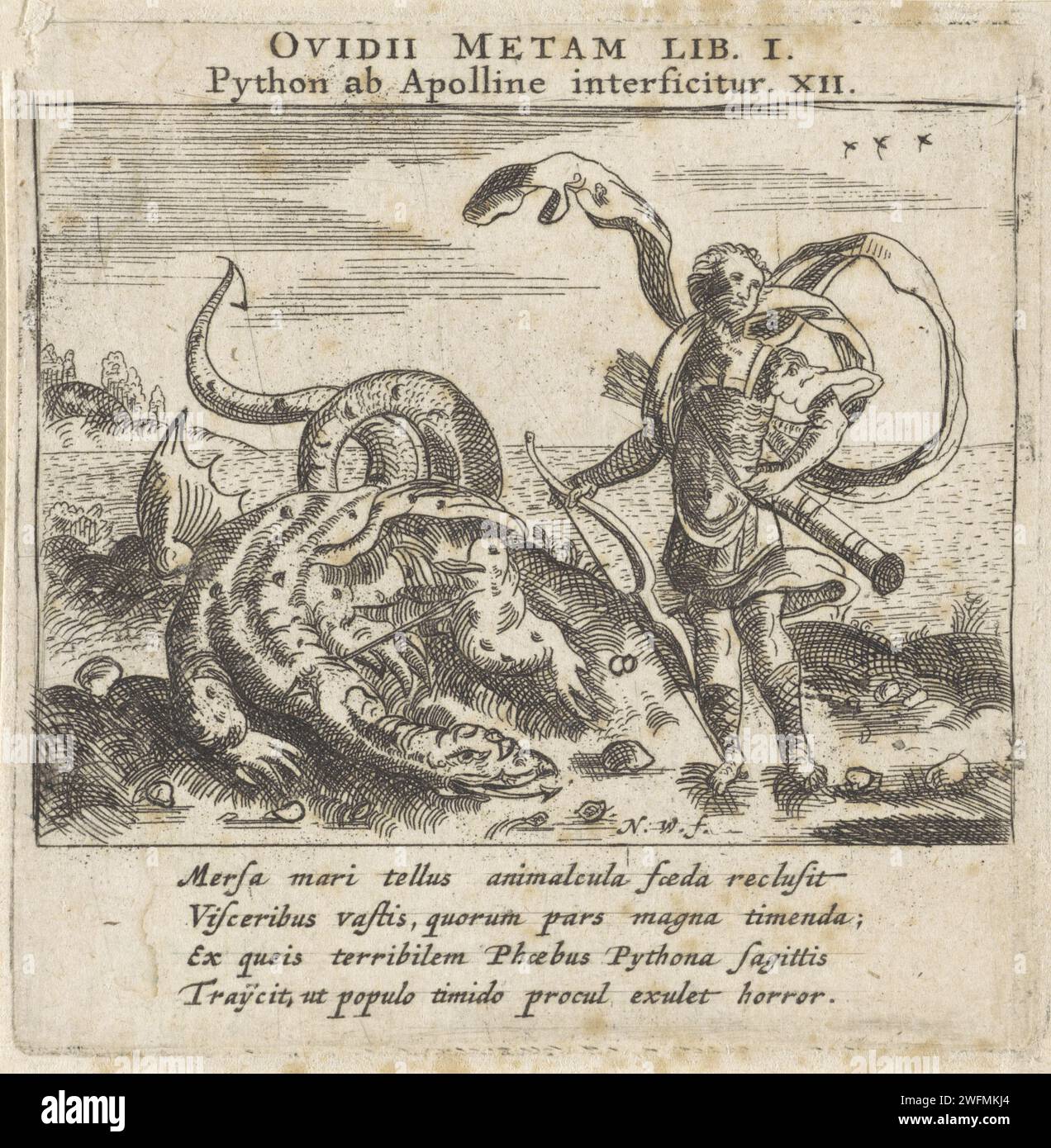Apollo Doodt de Python, Cornelisz. Witsen, after Virgil, 1659 print ...
