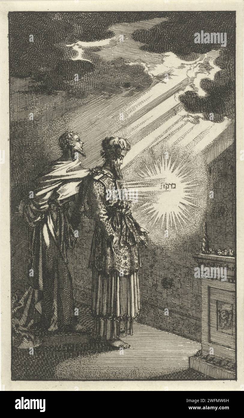 God speech by the Urim and the Thummim, Anonymous, After Jan Luyken, 1682 - 1762 print   paper etching 'Urim' and 'Thummim'  vestments of high priest Stock Photo