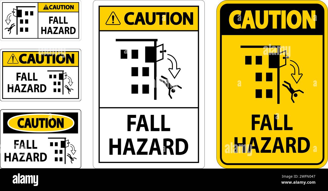 Caution Sign, Fall Hazard Stock Vector Image & Art - Alamy