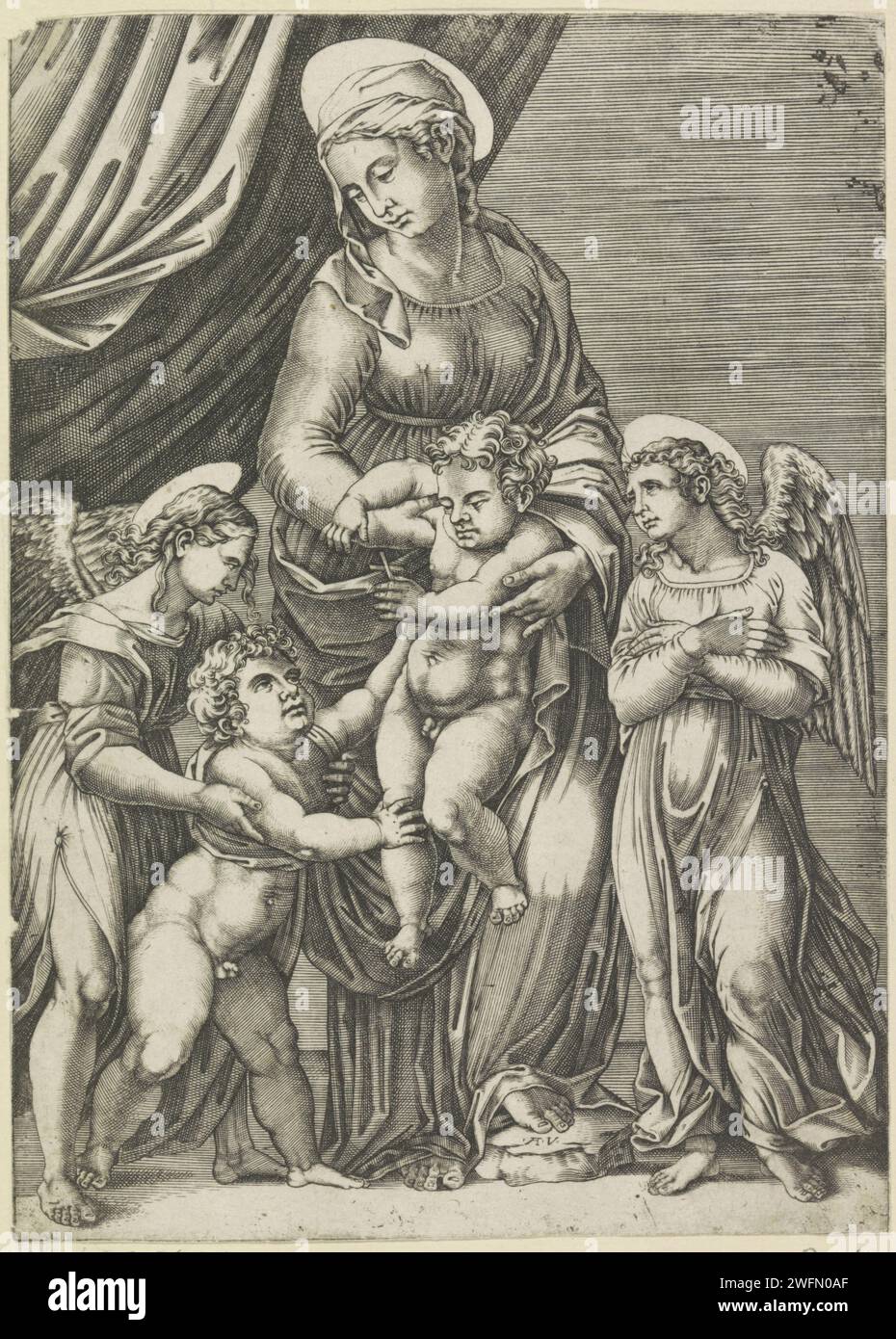 Maria Met Kind en de Jonge Johannes de doper, Venetian Augustine, After ...