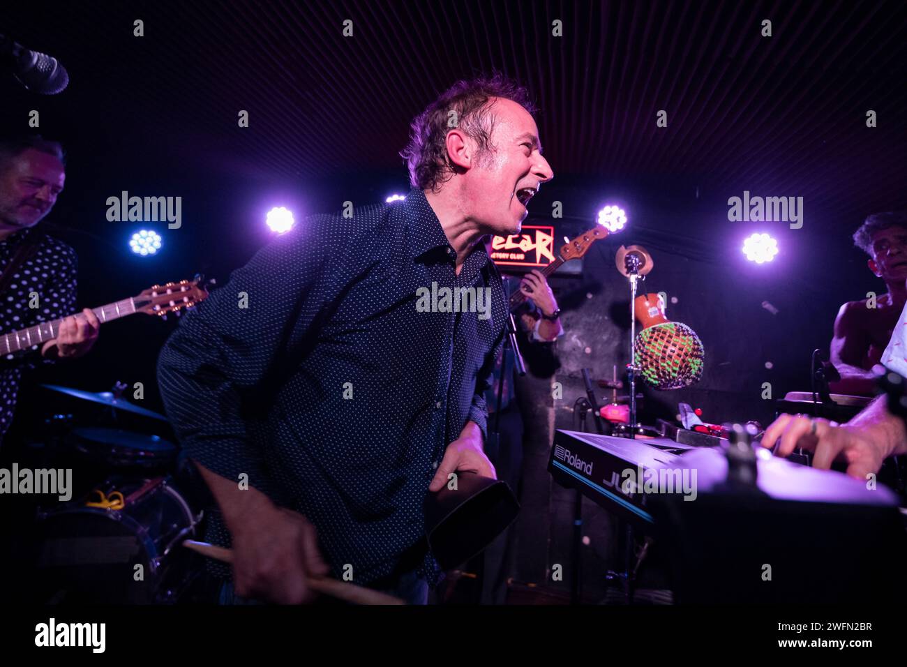 Barcelona, Spain. 2024.01.30. Azucarillo Kings perform on stage during 'L'Ultim Ball' at Sidcar on January 30, 2024 in Barcelona, Spain. Stock Photo