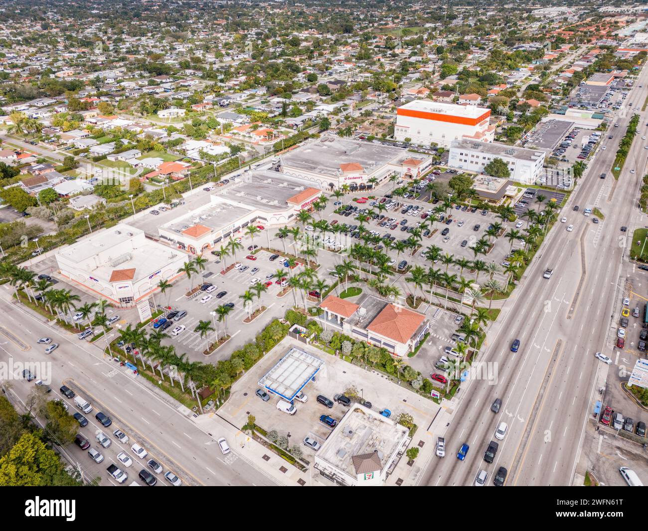 Miami, FL, USA January 30, 2024 Businesses in Miami on SW 40th