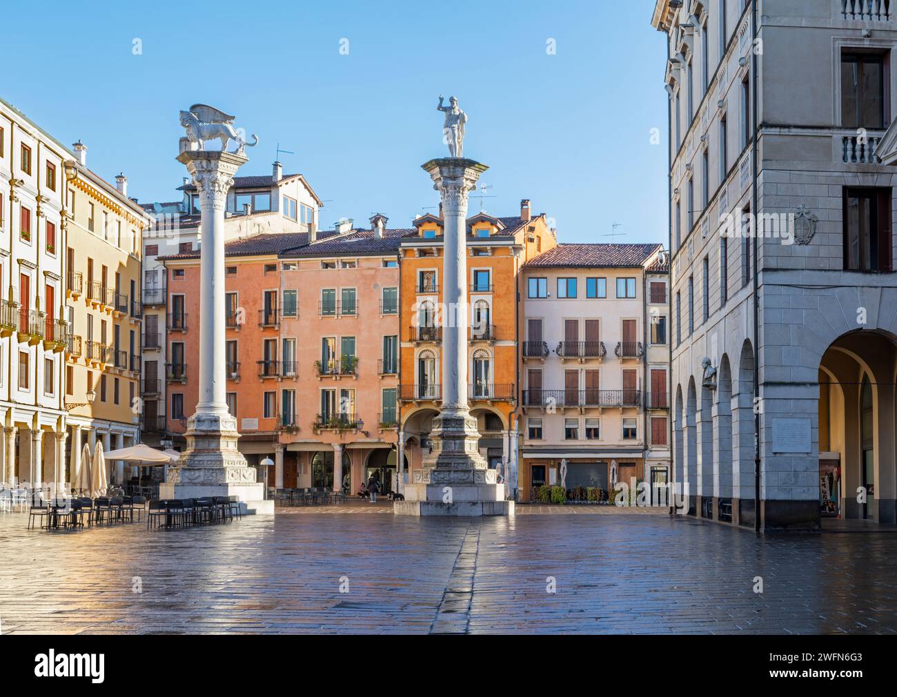 Vicenza - Piazza dei Signori square in the morning light. Stock Photo