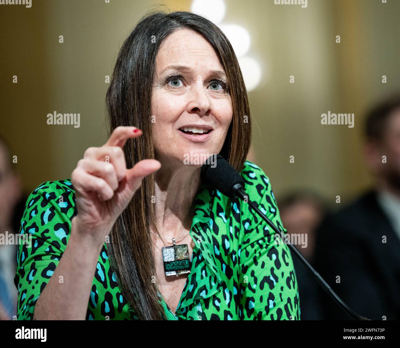 Washington, United States. 31st Jan, 2024. Jen Easterly, Director, Cybersecurity and Infrastructure Security Agency (CISA), speaking at a hearing of the House Select Committee on the Strategic Competition Between the United States and the Chinese Communist Party at the U.S. Capitol. Credit: SOPA Images Limited/Alamy Live News Stock Photo