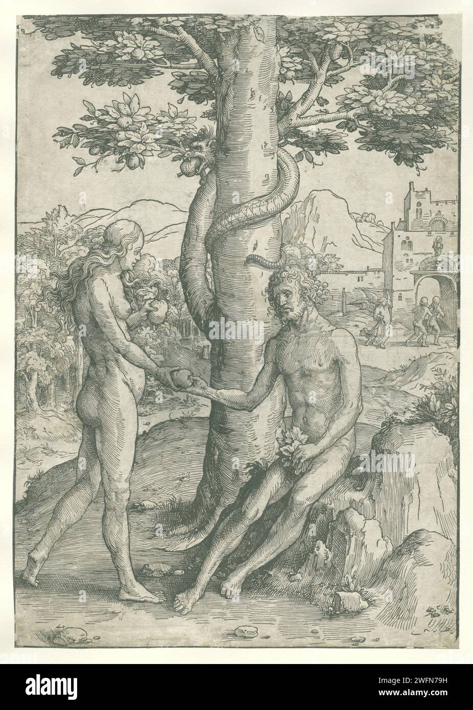 The fall and expulsion of adam and eve from paradise hi-res stock ...