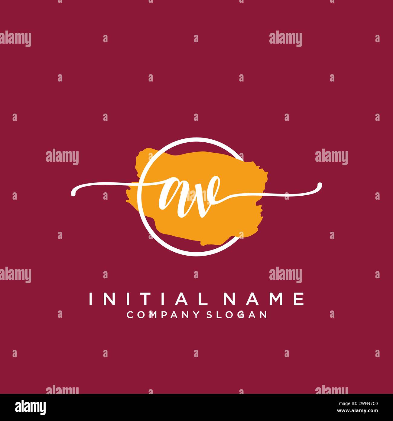 AV Initial handwriting logo with circle Stock Vector