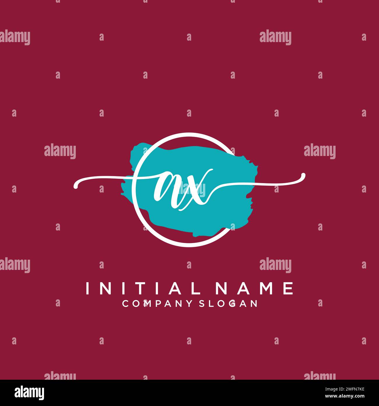 AX Initial handwriting logo with circle Stock Vector