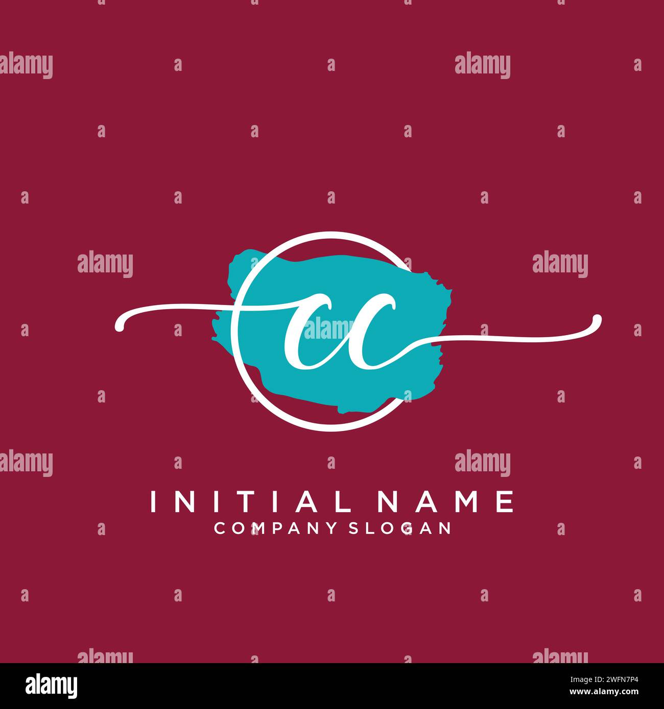 CC Initial handwriting logo with circle Stock Vector
