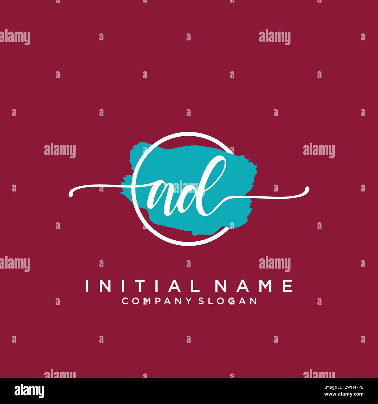 AD Initial handwriting logo with circle Stock Vector