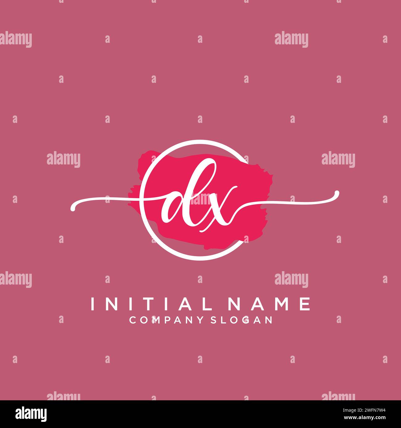 DX Initial handwriting logo with circle Stock Vector