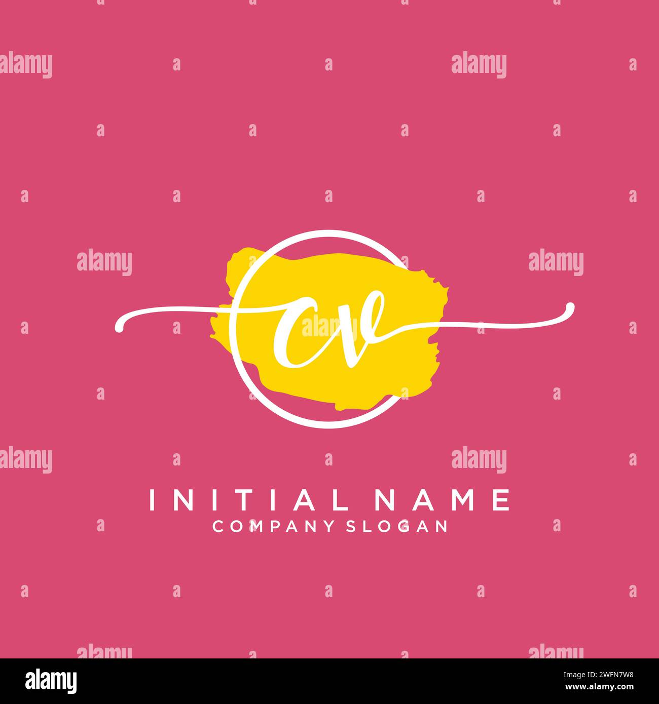 CV Initial handwriting logo with circle Stock Vector