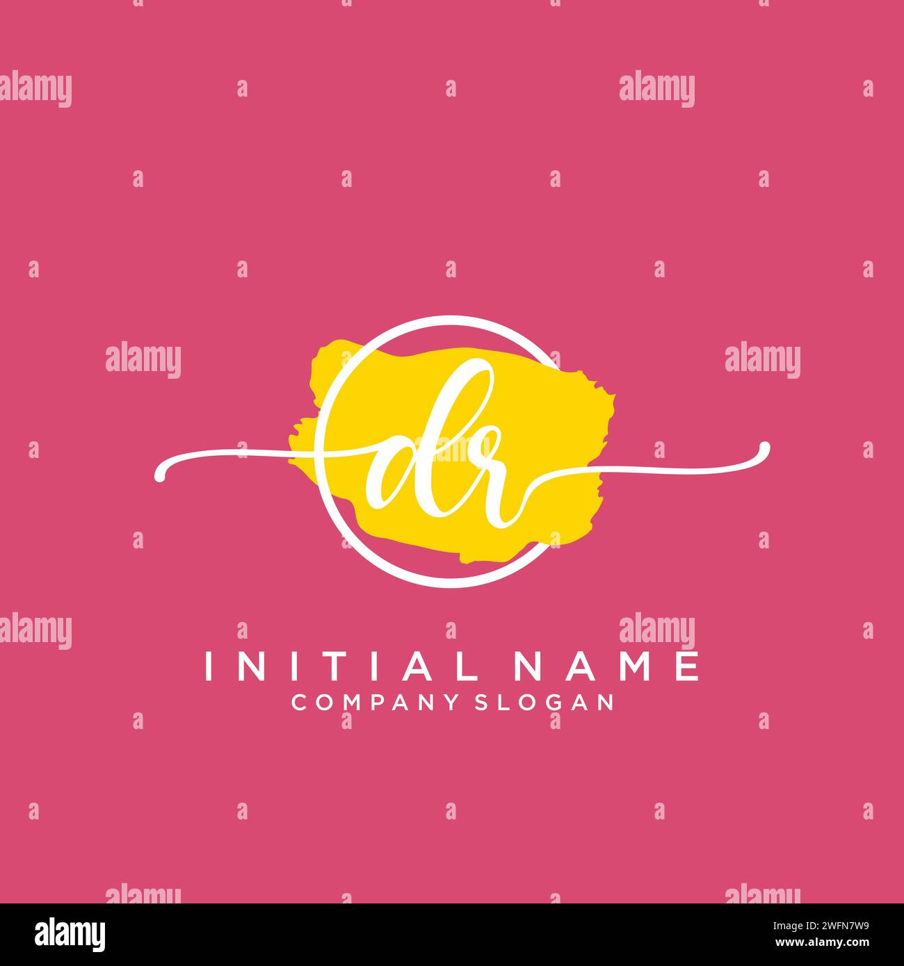 DR Initial handwriting logo with circle Stock Vector