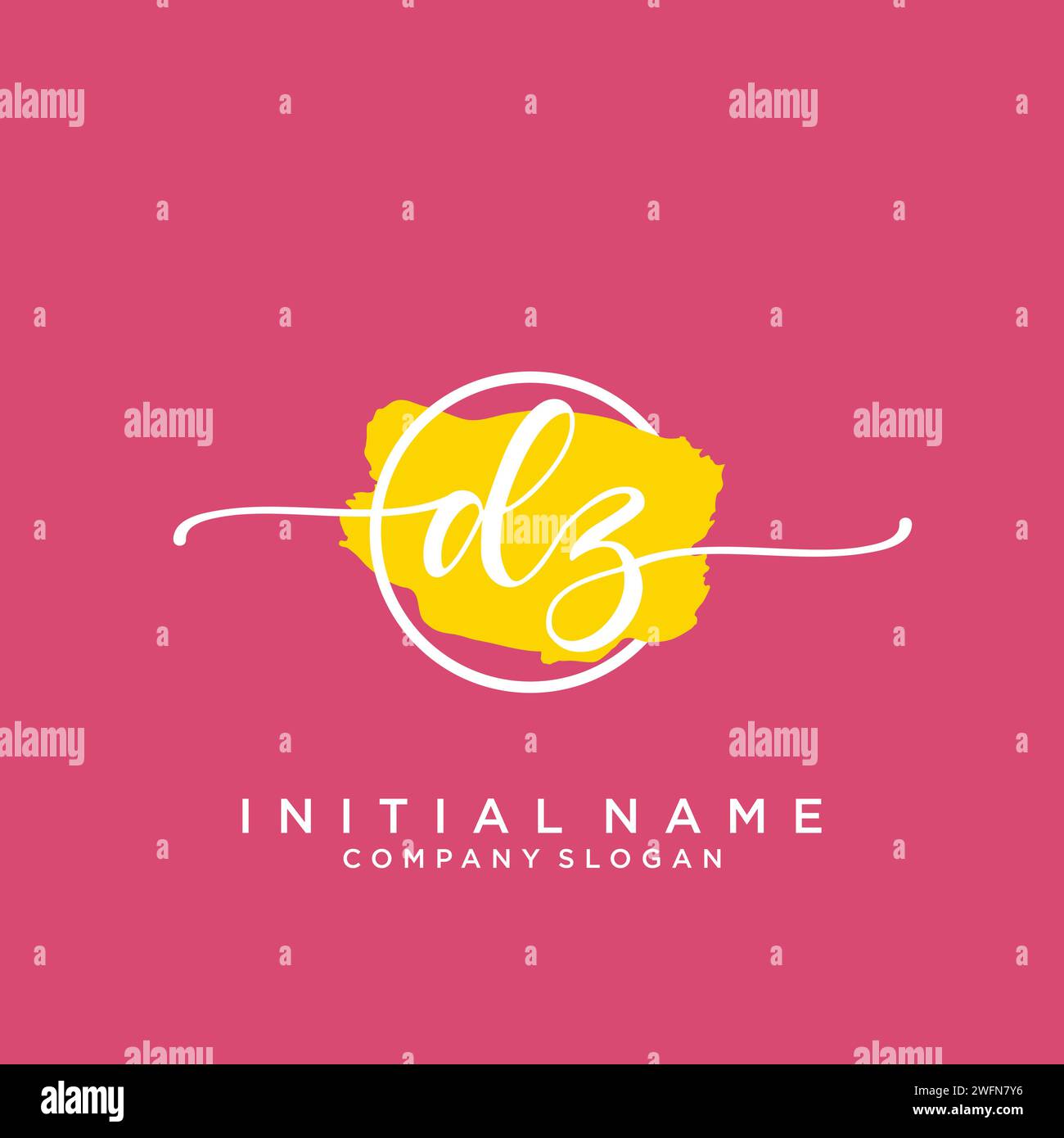 DZ Initial handwriting logo with circle Stock Vector