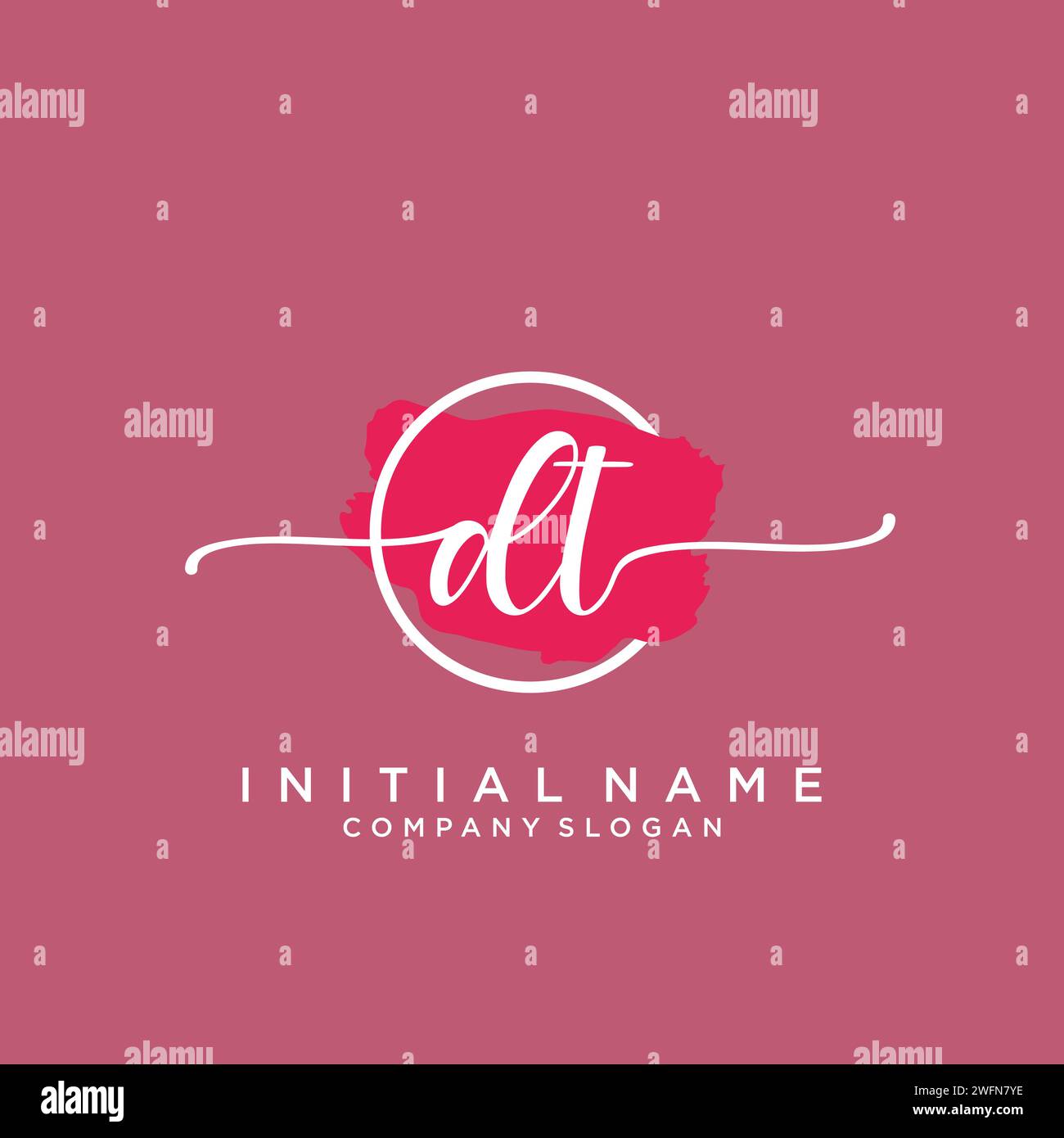 DT Initial handwriting logo with circle Stock Vector