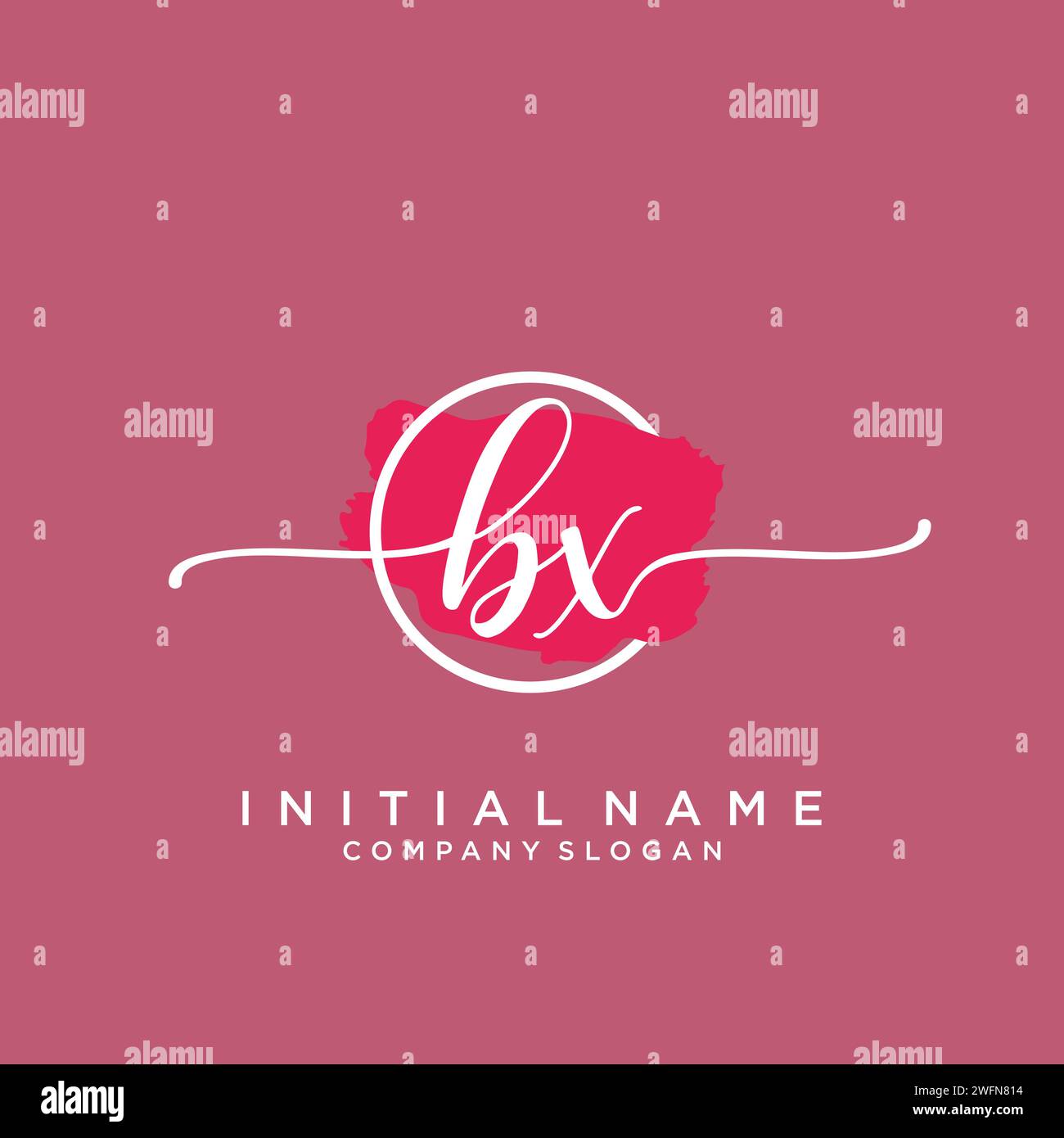BX Initial handwriting logo with circle Stock Vector