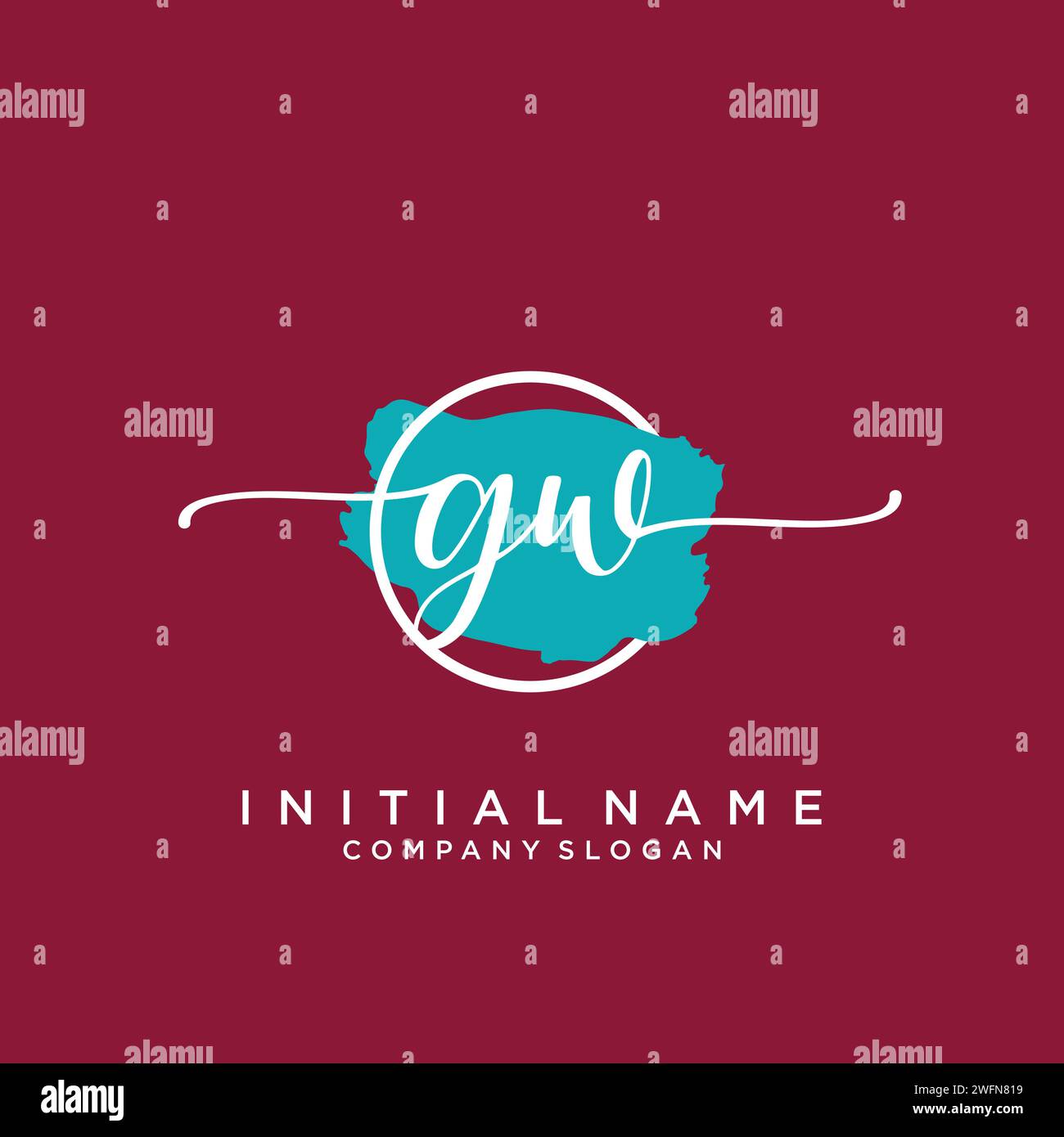 GW Initial handwriting logo with circle Stock Vector