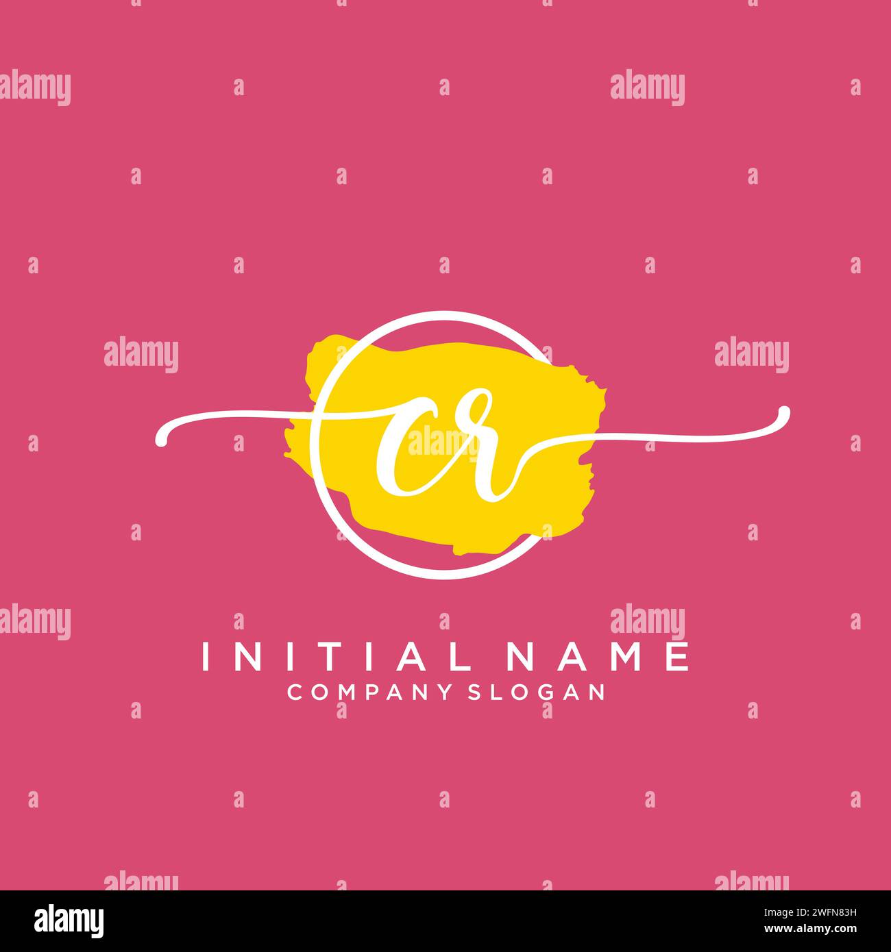 CR Initial handwriting logo with circle Stock Vector