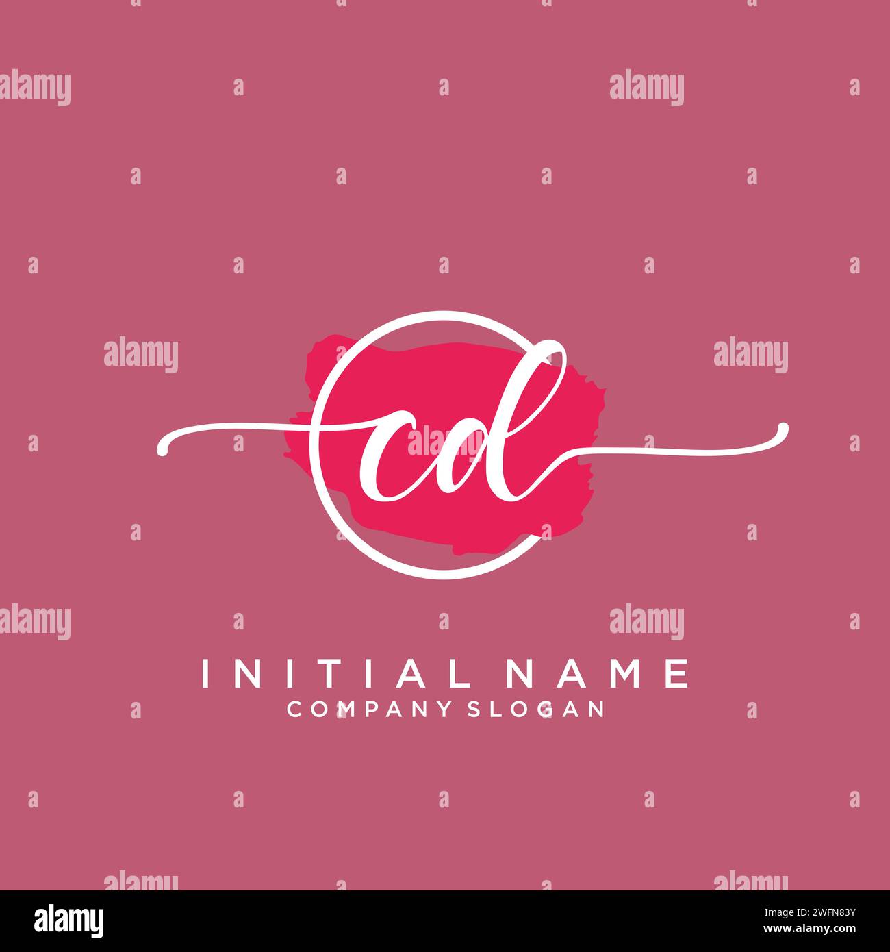 CD Initial handwriting logo with circle Stock Vector
