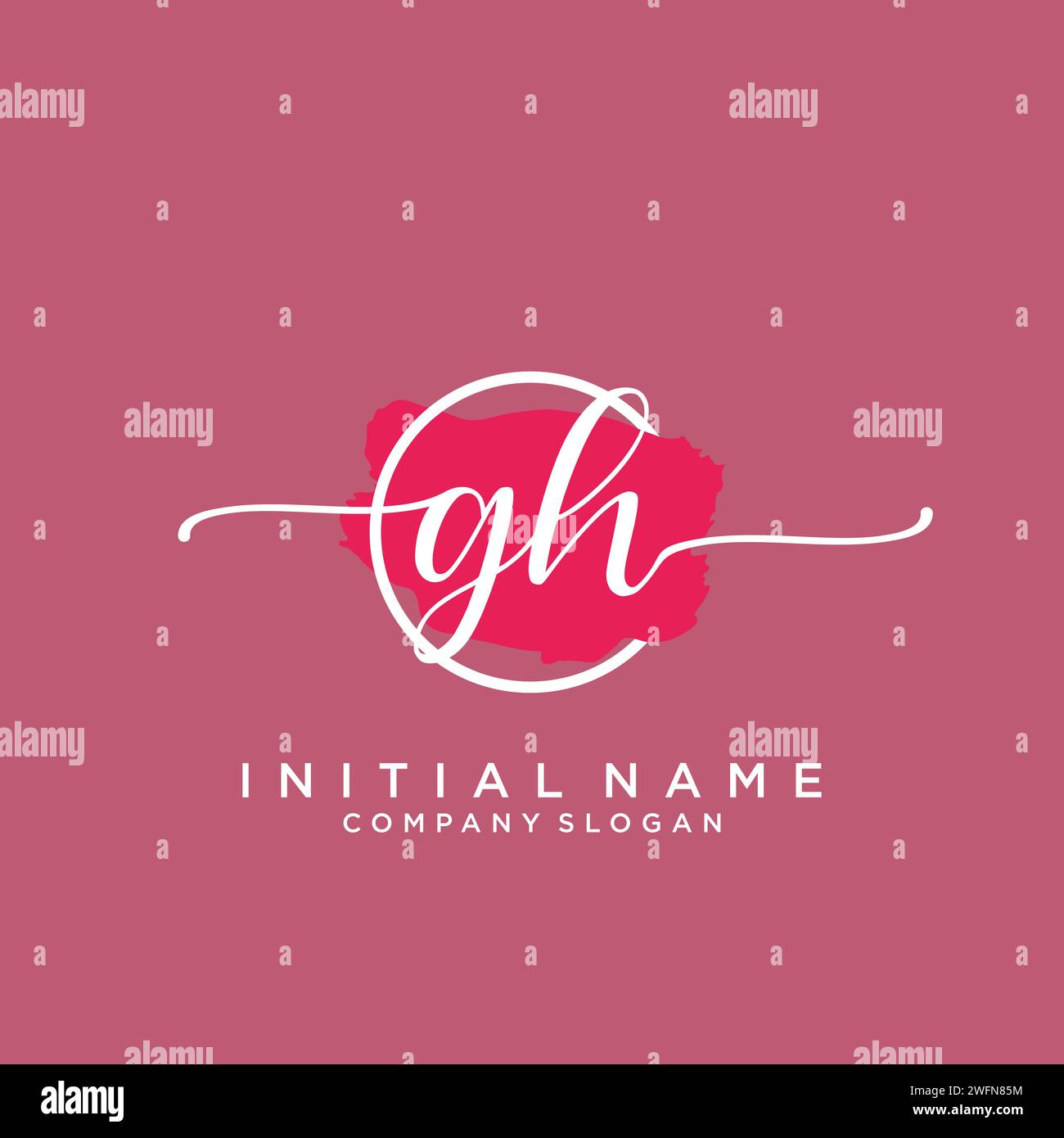 GH Initial handwriting logo with circle Stock Vector