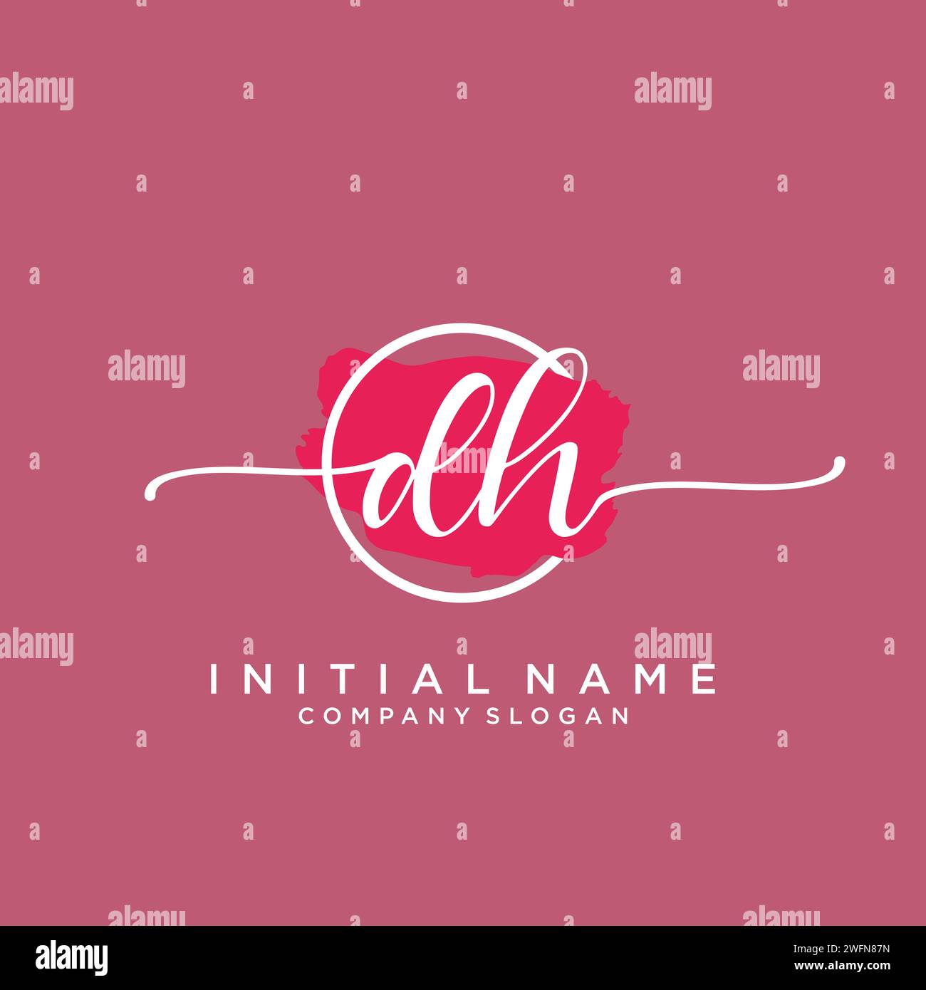 DH Initial handwriting logo with circle Stock Vector