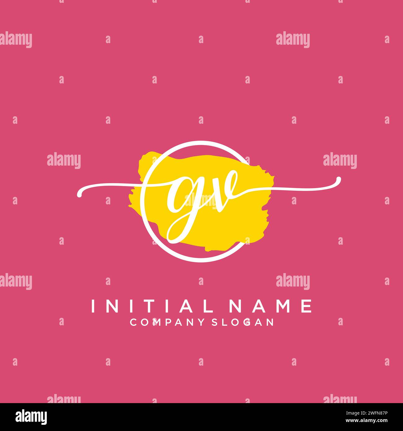 GV Initial handwriting logo with circle Stock Vector