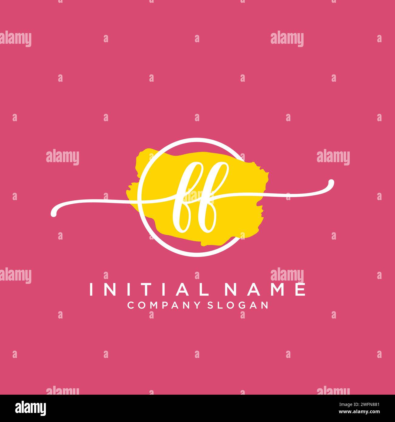 FF Initial handwriting logo with circle Stock Vector