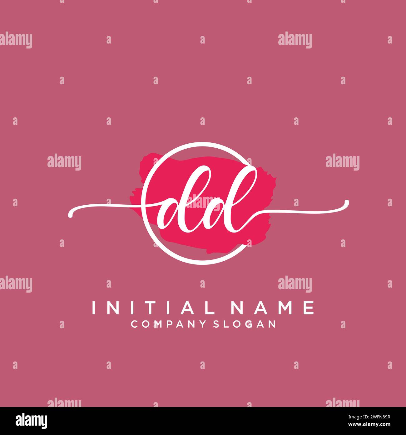 DD Initial handwriting logo with circle Stock Vector