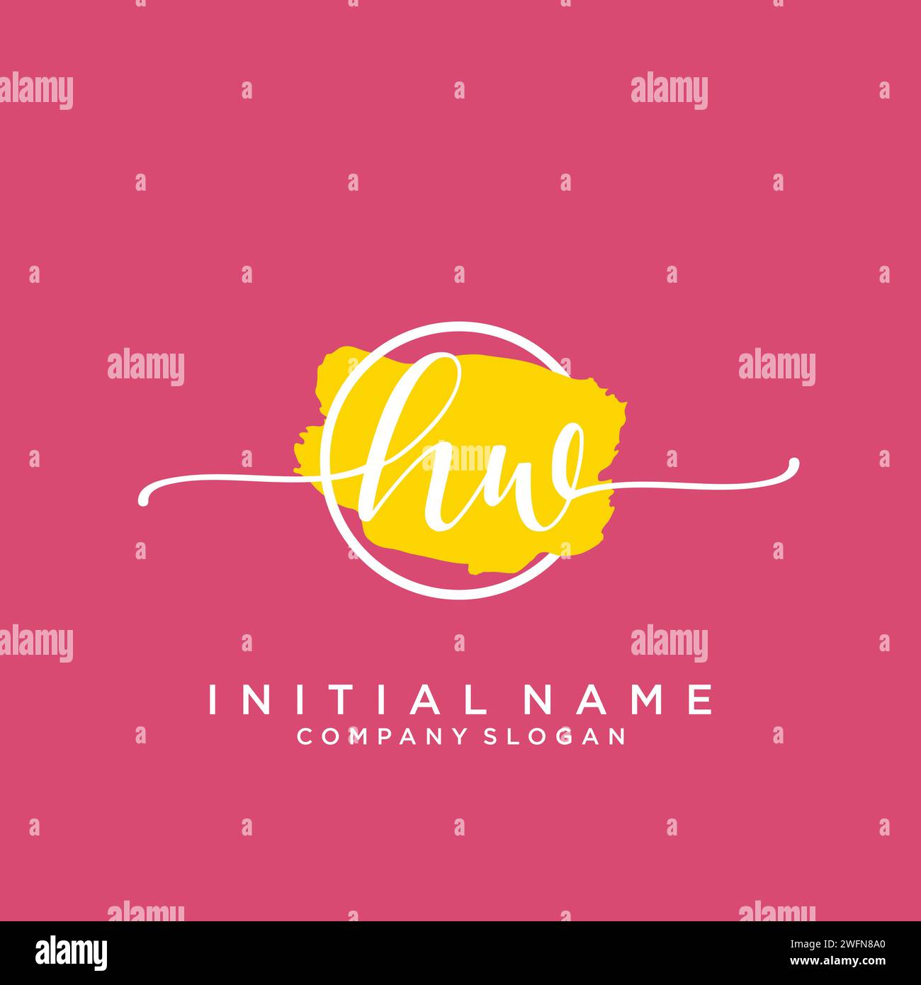 HW Initial handwriting logo with circle Stock Vector