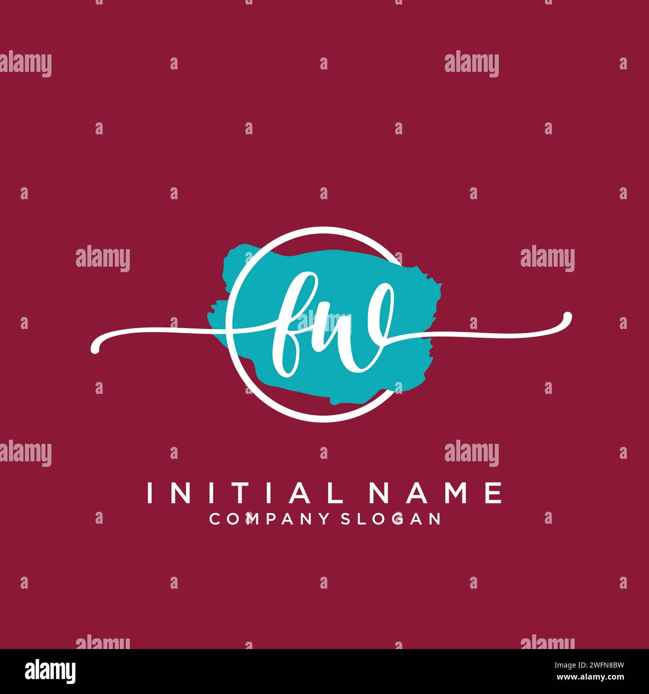 FW Initial handwriting logo with circle Stock Vector