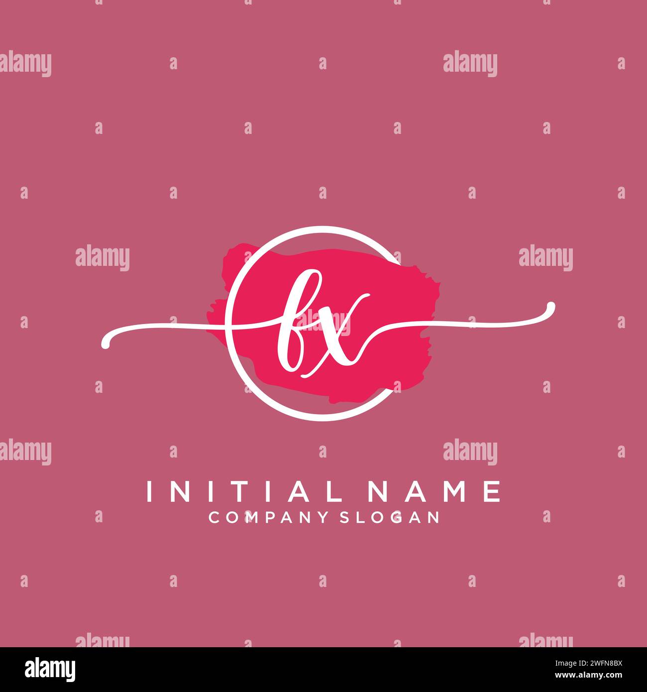 FX Initial handwriting logo with circle Stock Vector