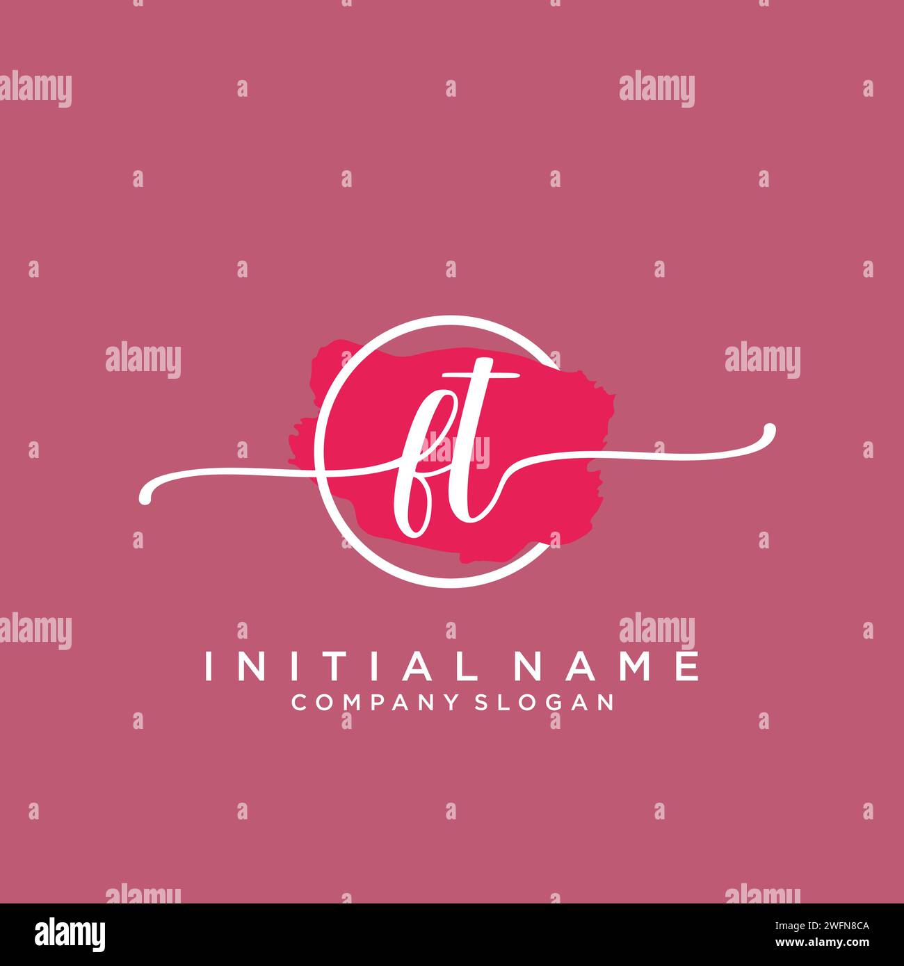 FT Initial handwriting logo with circle Stock Vector