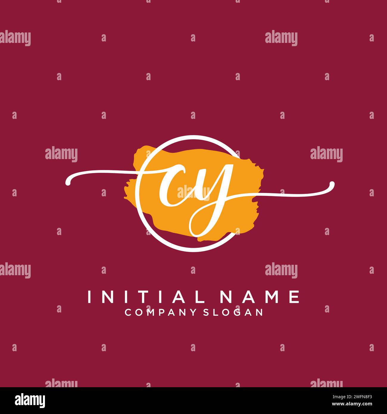 CY Initial handwriting logo with circle Stock Vector