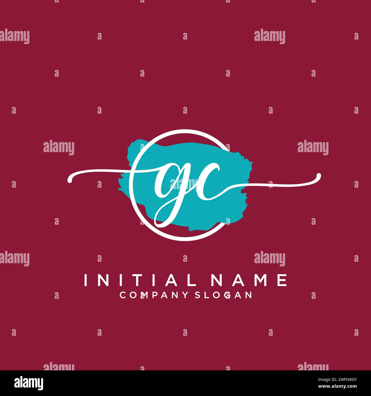 GC Initial handwriting logo with circle Stock Vector