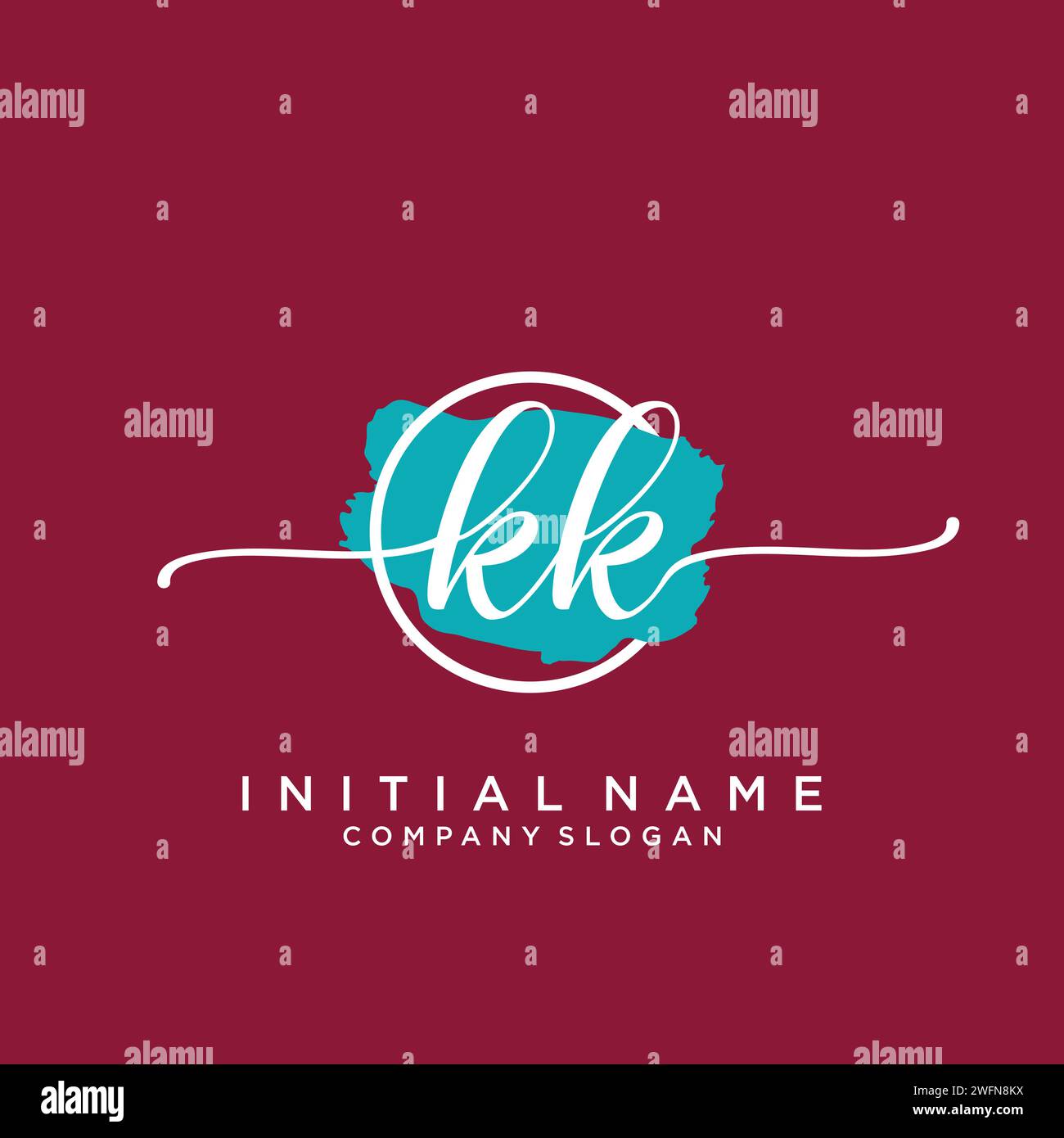 KK Initial handwriting logo with circle Stock Vector