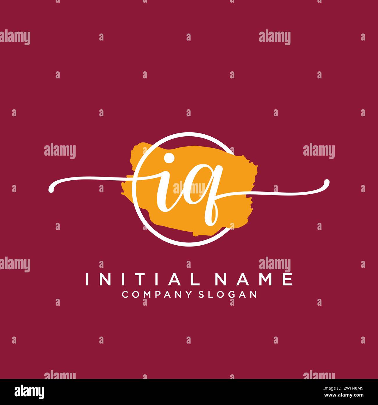 IQ Initial handwriting logo with circle Stock Vector