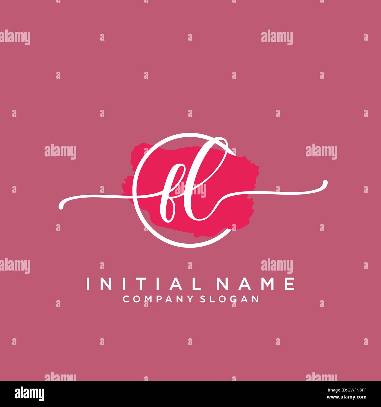 FL Initial handwriting logo with circle Stock Vector