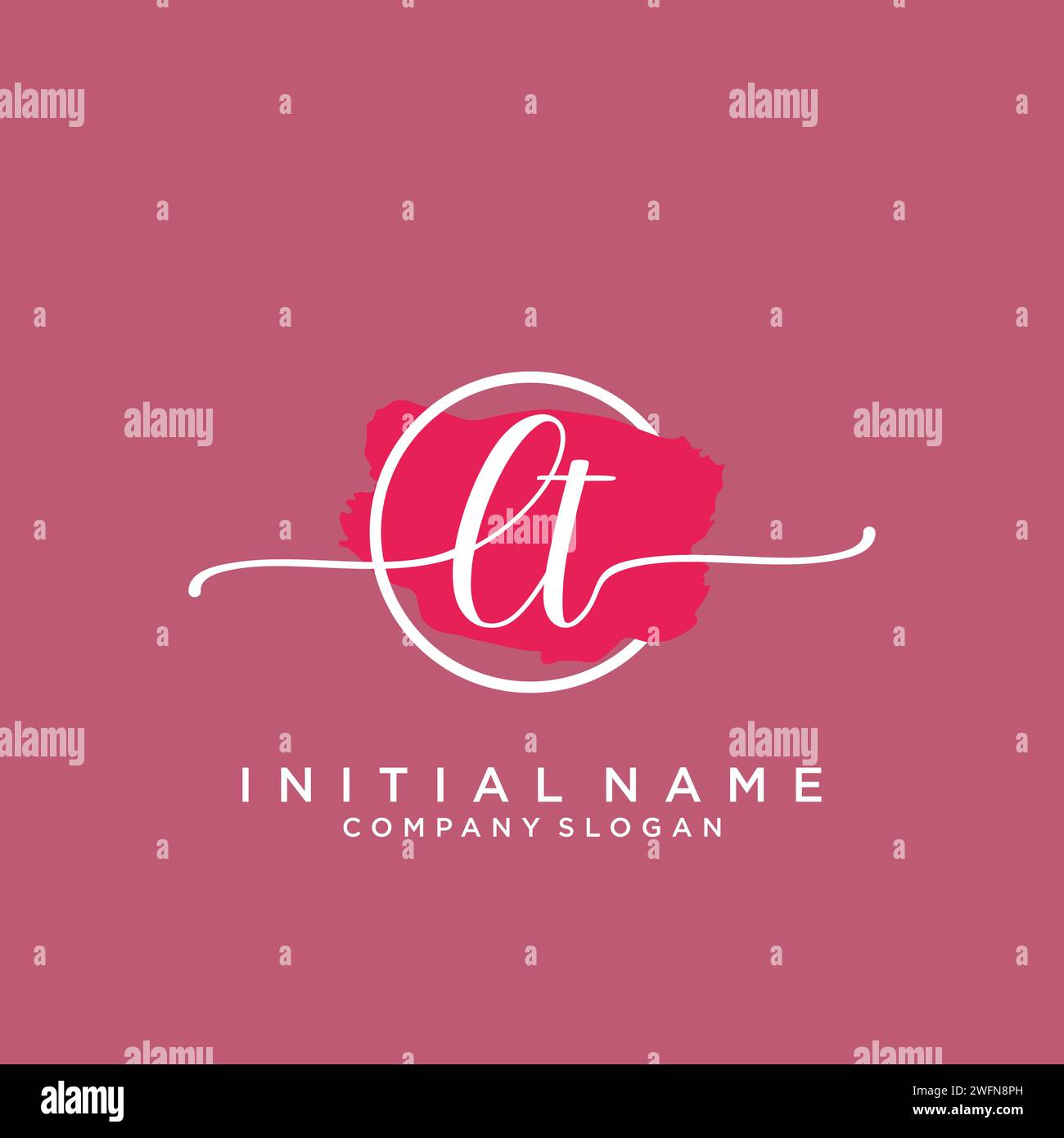 LT Initial handwriting logo with circle Stock Vector