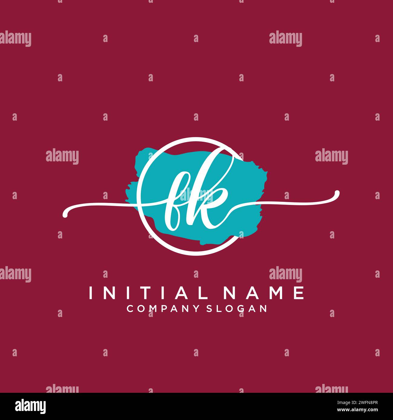 FK Initial handwriting logo with circle Stock Vector