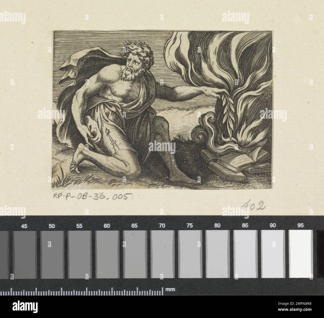 Boekverbranding, Marco Dente, After Francesco Salviati, 1498 - 1532 ...