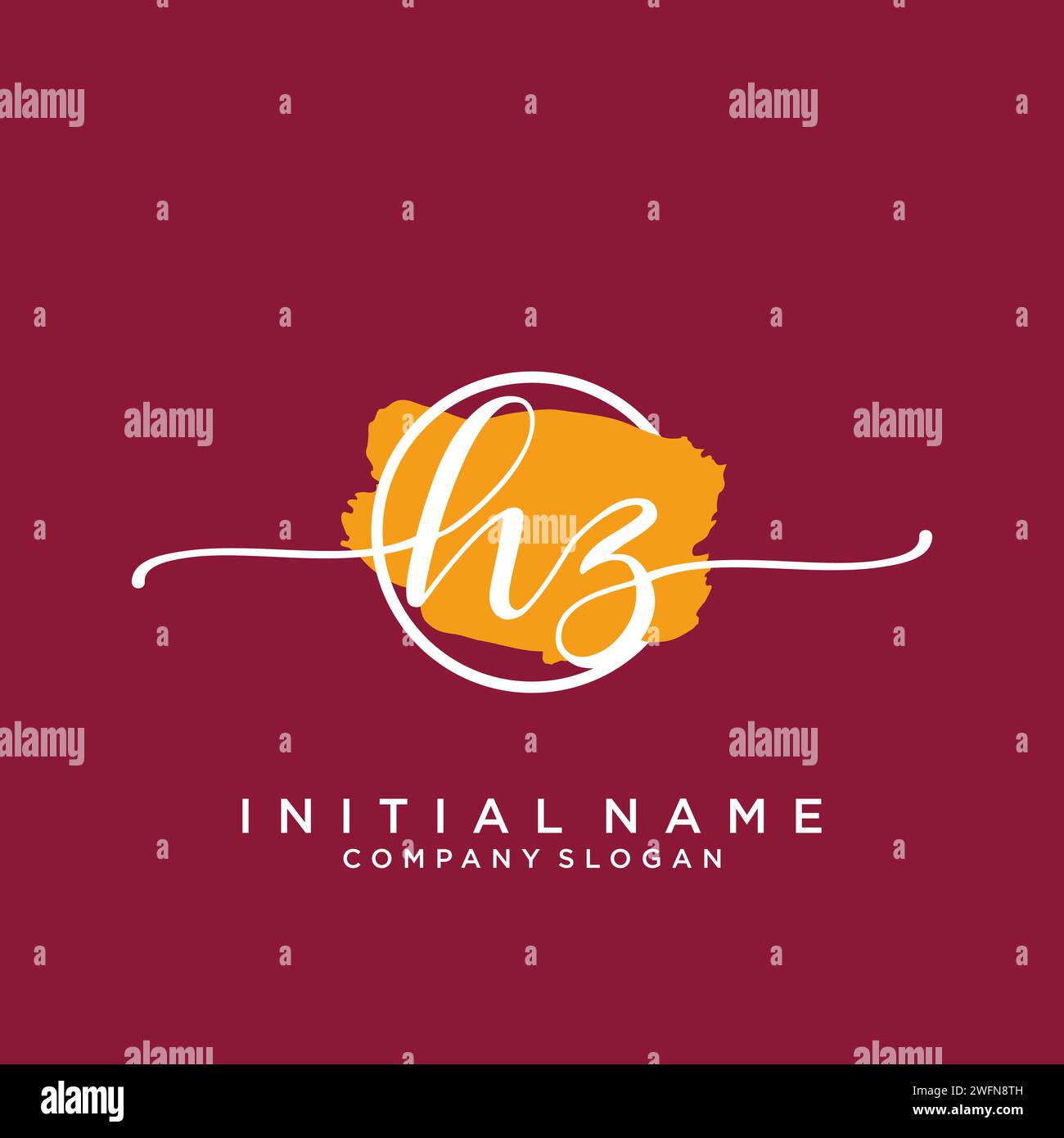 HZ Initial handwriting logo with circle Stock Vector