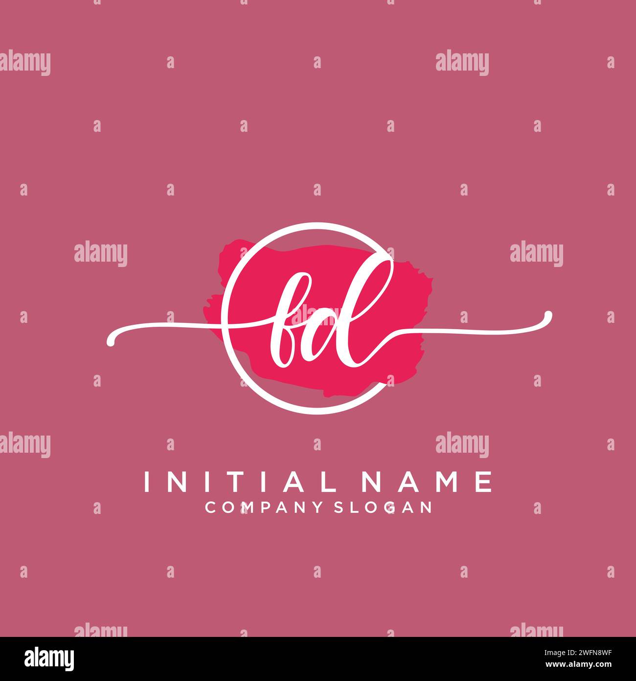 FD Initial handwriting logo with circle Stock Vector