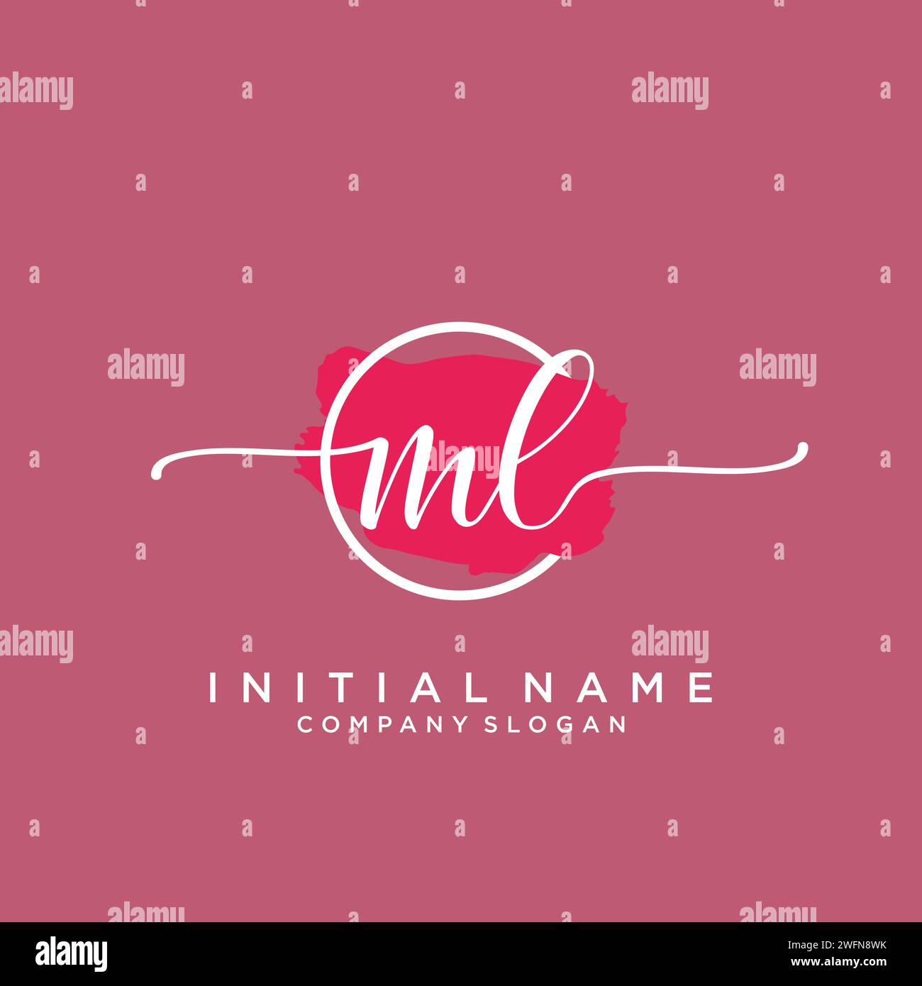 ML Initial handwriting logo with circle Stock Vector