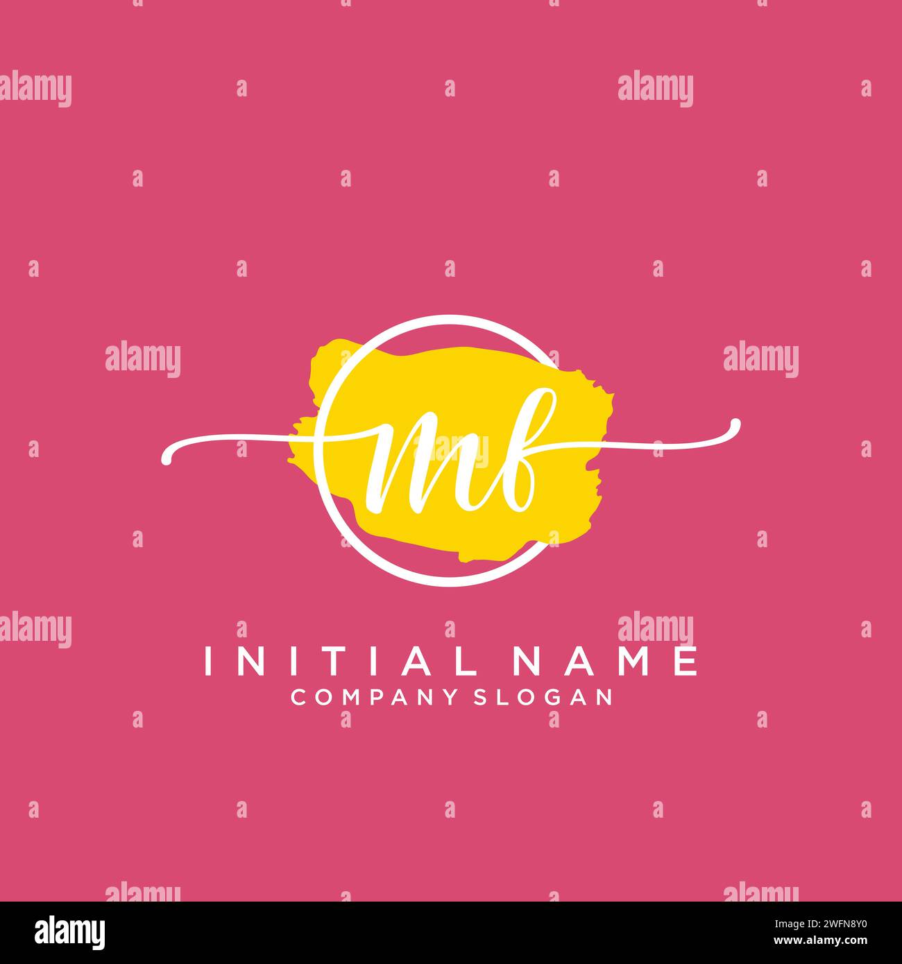 MF Initial handwriting logo with circle Stock Vector